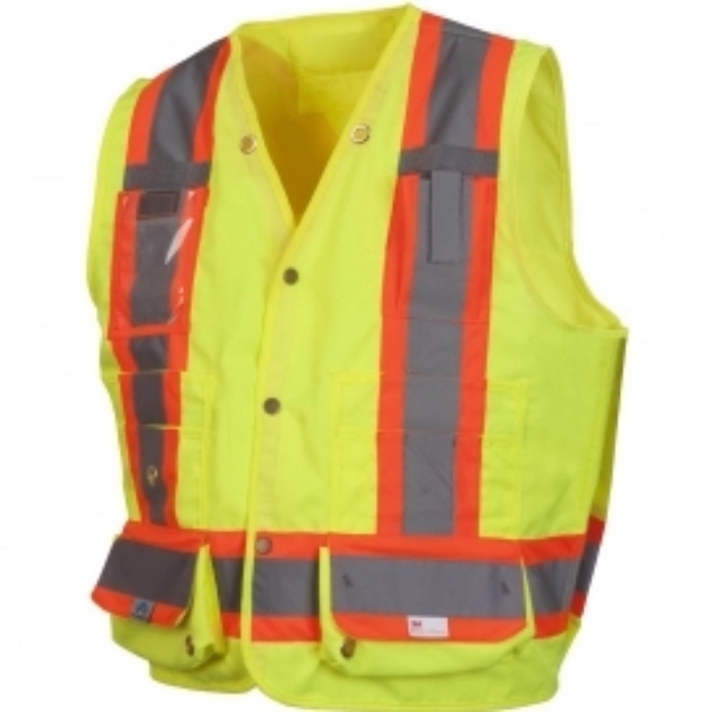 Safety Vest Size M Heavy Wieght Class 2 9 Pocket Traffic Construction PPE